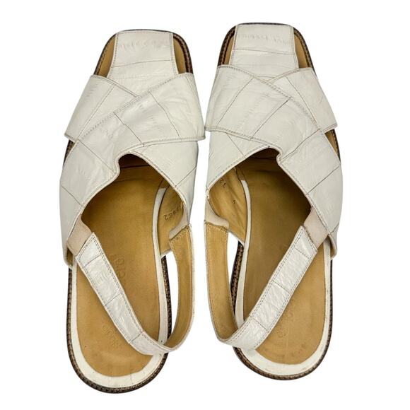 Studio Belvedere White Eel Leather Slingback Sandals 9 Western‎ Hand Made Unique main image 15